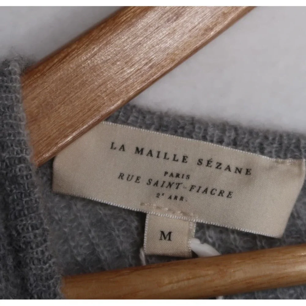 Sezane Gaspard Cardigan Gris Chine Light Gray Sweater M Luxe Quiet Luxury NWT